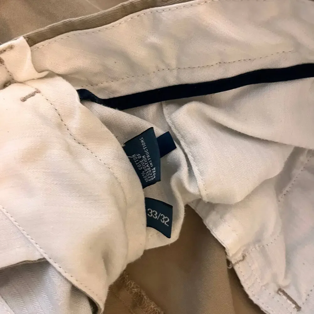Polo Ralph Lauren Suffield Pants Men 33x32 Tan Chino Straight Leg Preppy Office